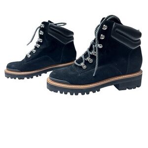 Marc Fisher LTD Lug Sole Black Lace Up Ankle Boot Size 7.5